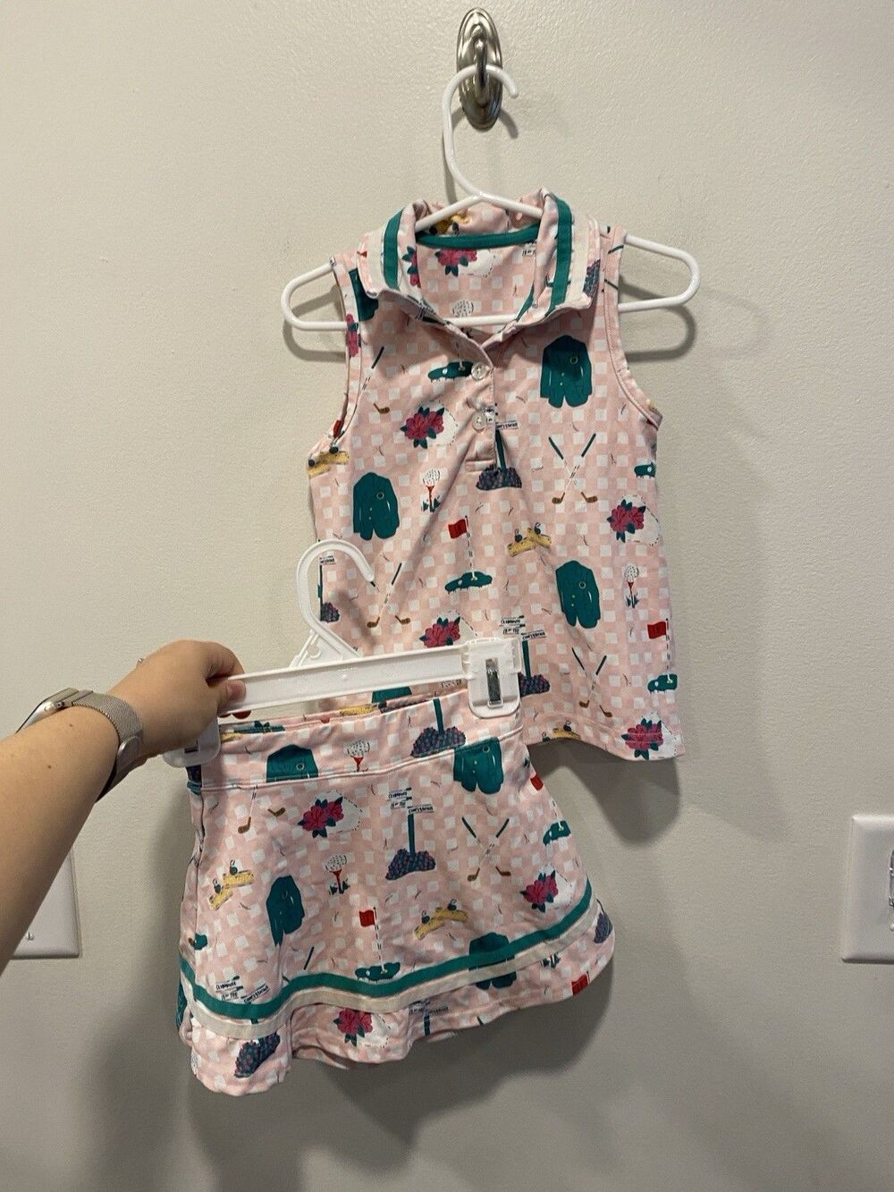 Sweet Honey Girls Athletic Set Size 5 Golf Masters Theme Skort And Top